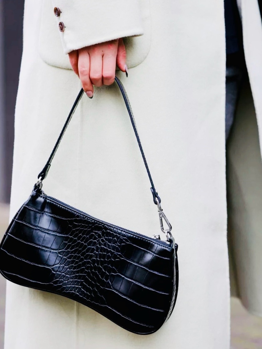 JW PEI NEW Eva Shoulder Handbag - Black Croc
